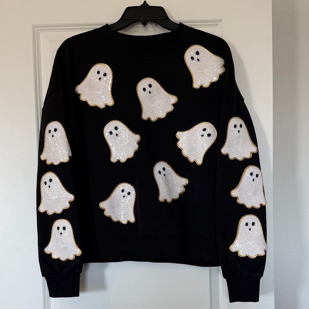 Kirkland’s Black Sweatshirt with Sequin Ghosts
